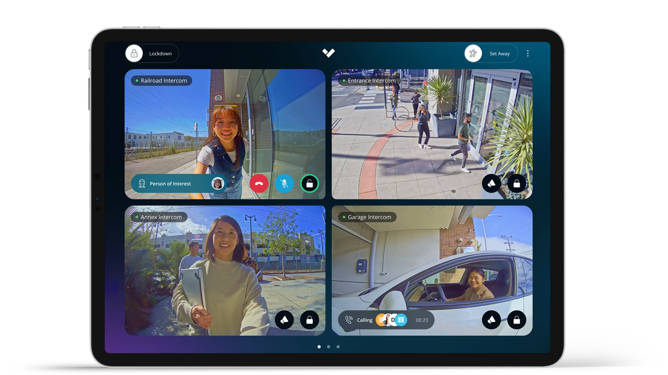 Intercom receiver desk station and iPad UI